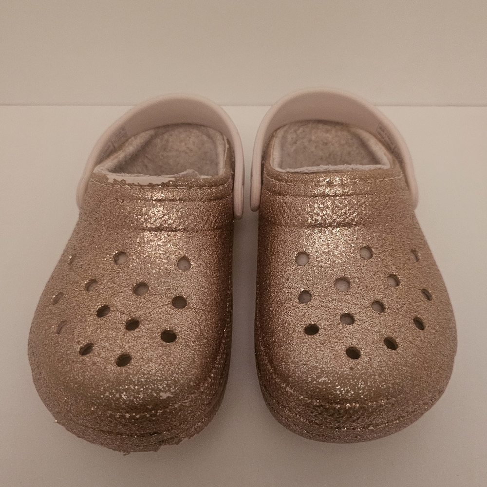 Kids Glitter Clog Shoes - Rose Gold